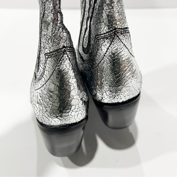 NEW Jeffrey Campbell Dagget Silver Metallic Western Boots Free People Size 7 - Picture 8 of 10